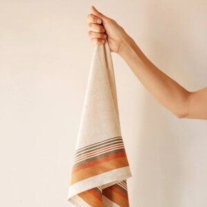 Oddbird Limited Edition Keten Handwoven Orange/Cream Hand/Hair Towel